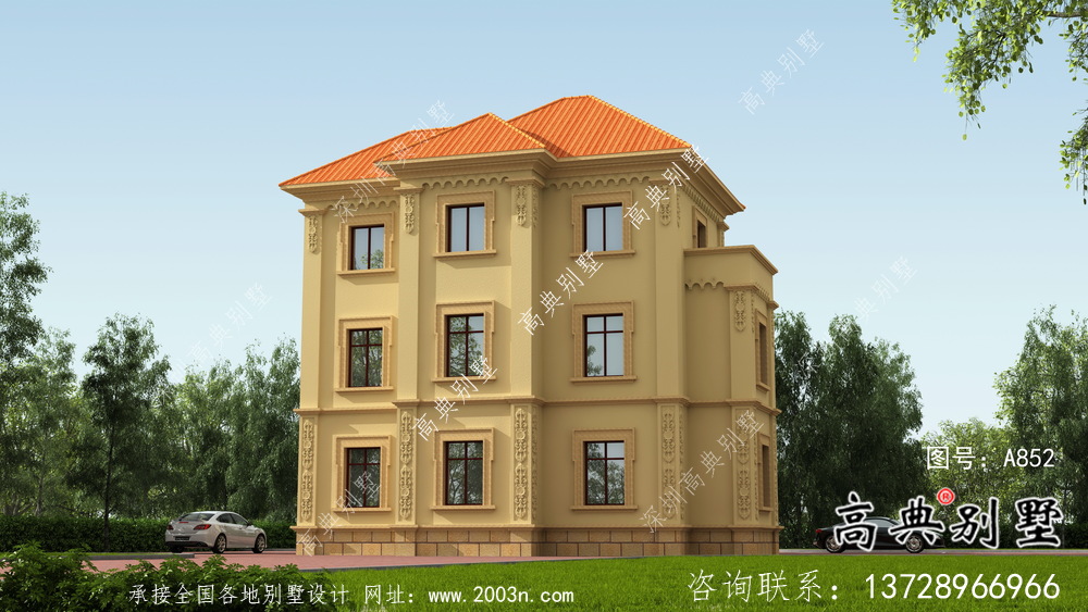 歐式農(nóng)村復(fù)式三層別墅設(shè)計圖及效果圖紙