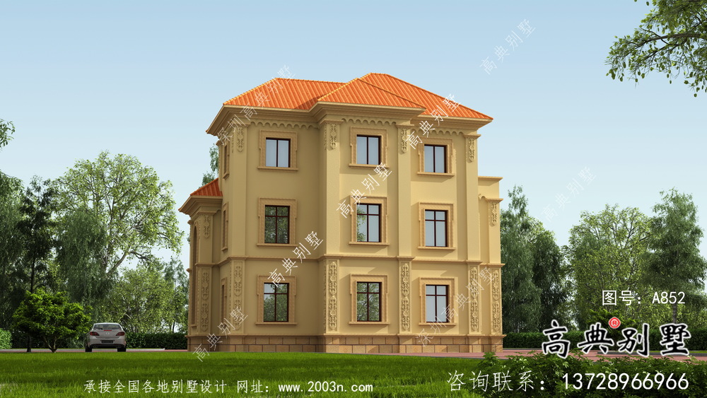 歐式農(nóng)村復(fù)式三層別墅設(shè)計圖及效果圖紙