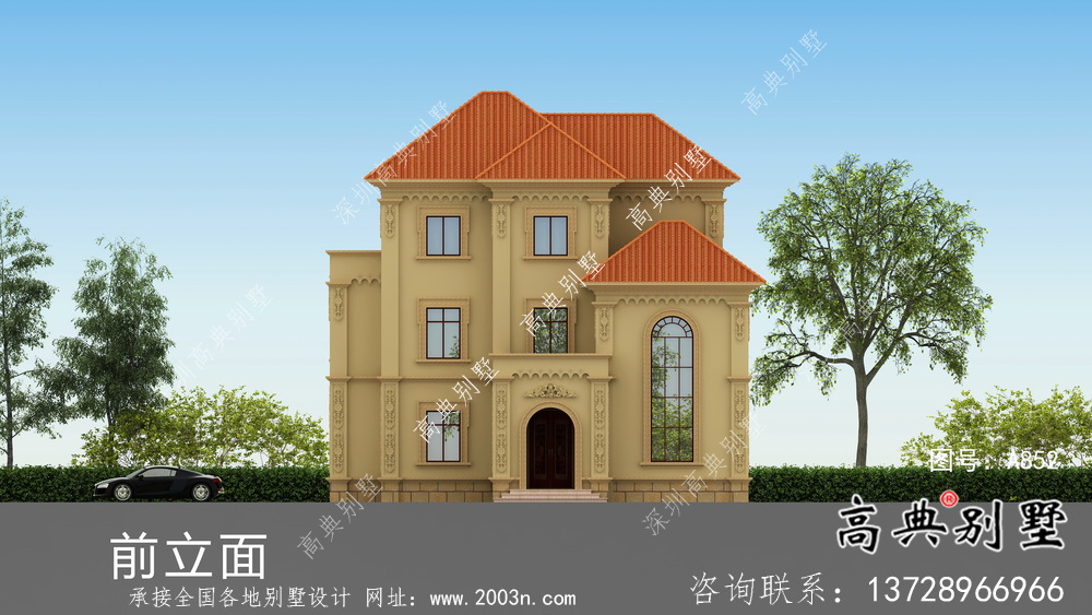 歐式農(nóng)村復(fù)式三層別墅設(shè)計圖及效果圖紙