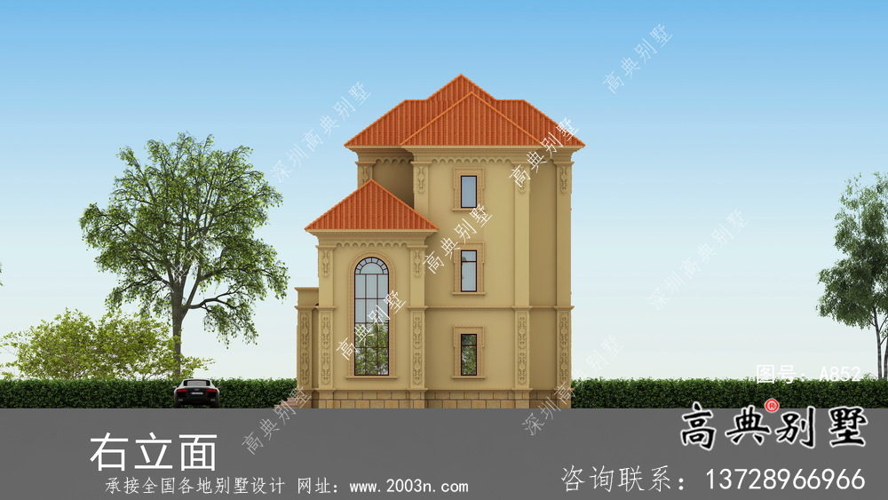 歐式農(nóng)村復(fù)式三層別墅設(shè)計圖及效果圖紙