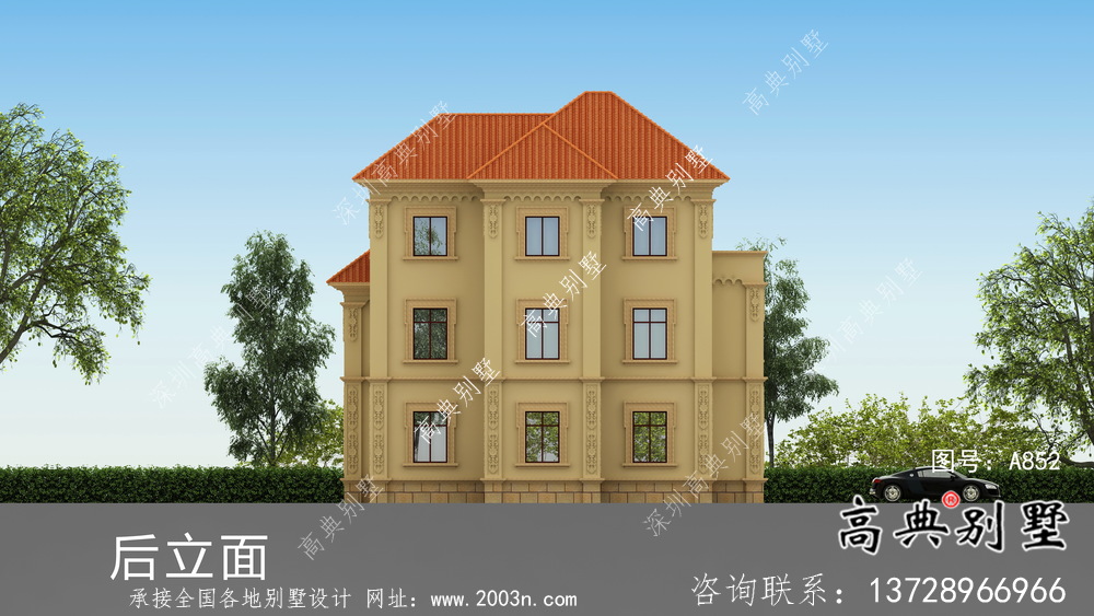 歐式農(nóng)村復(fù)式三層別墅設(shè)計圖及效果圖紙