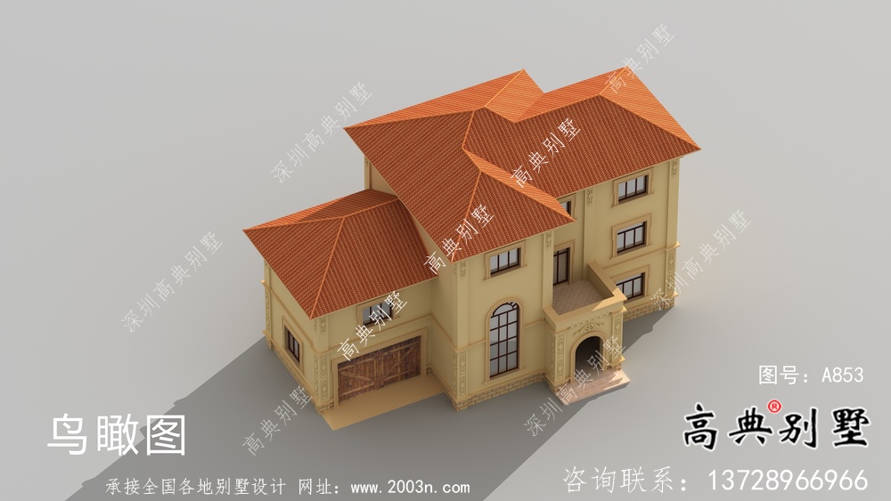 復式三層經典歐式別墅帶車庫設計圖紙