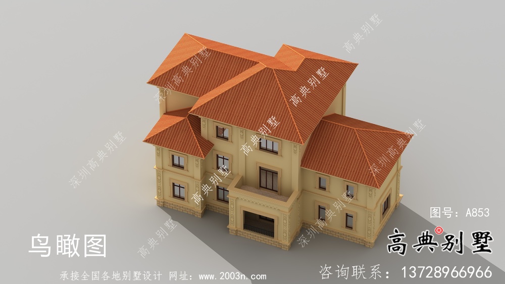 復式三層經典歐式別墅帶車庫設計圖紙