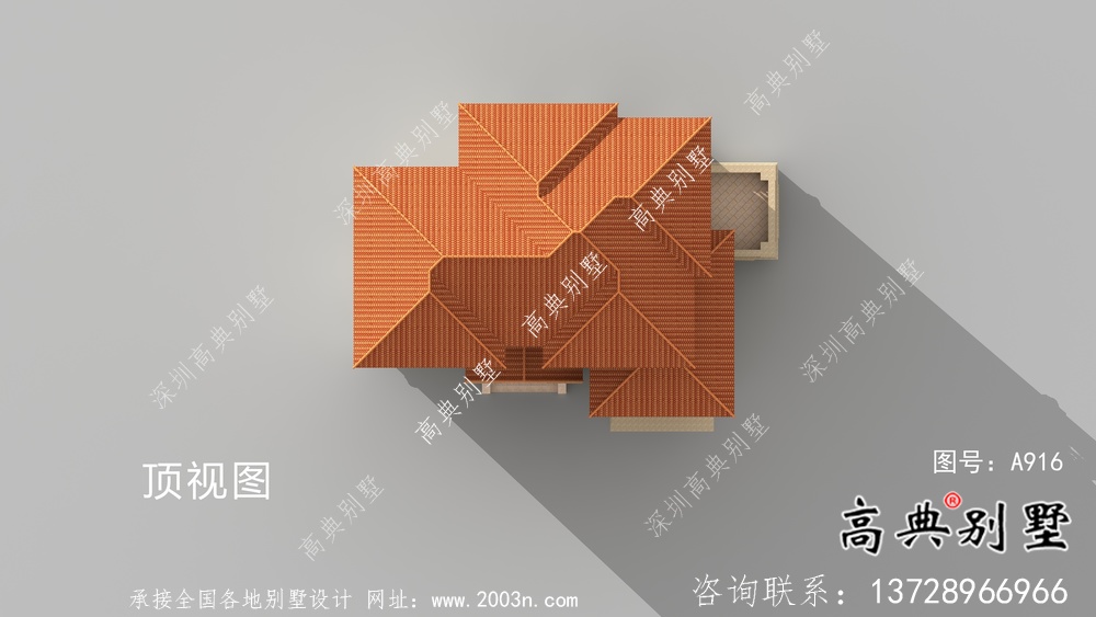 鄉(xiāng)村三層歐式別墅工程外觀效果工程圖紙
