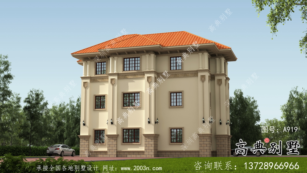 歐式大氣三層鄉(xiāng)村復(fù)式別墅設(shè)計(jì)圖紙