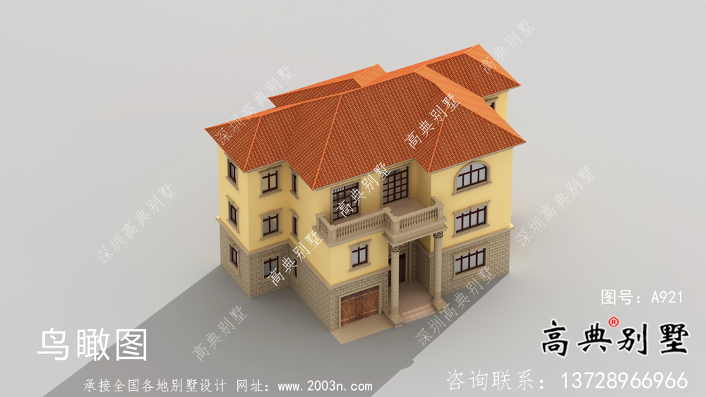 歐式三層鄉(xiāng)村別墅設(shè)計(jì)圖紙，帶車庫！
