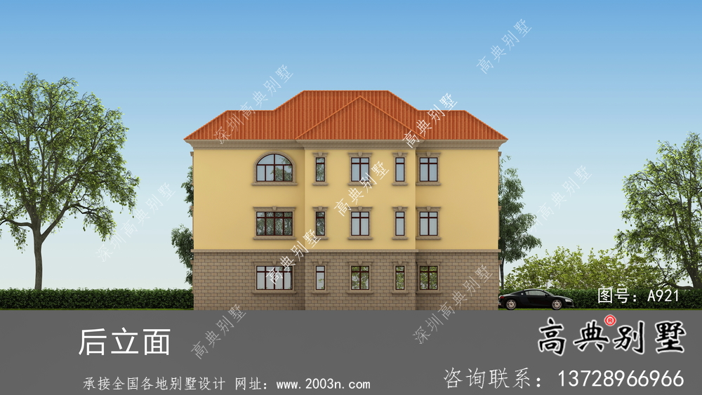 歐式三層鄉(xiāng)村別墅設(shè)計(jì)圖紙，帶車庫！