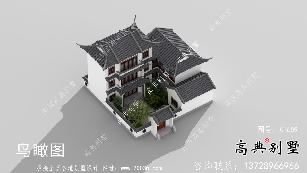 蘇式園林三層別墅設(shè)計(jì)圖紙及效果圖