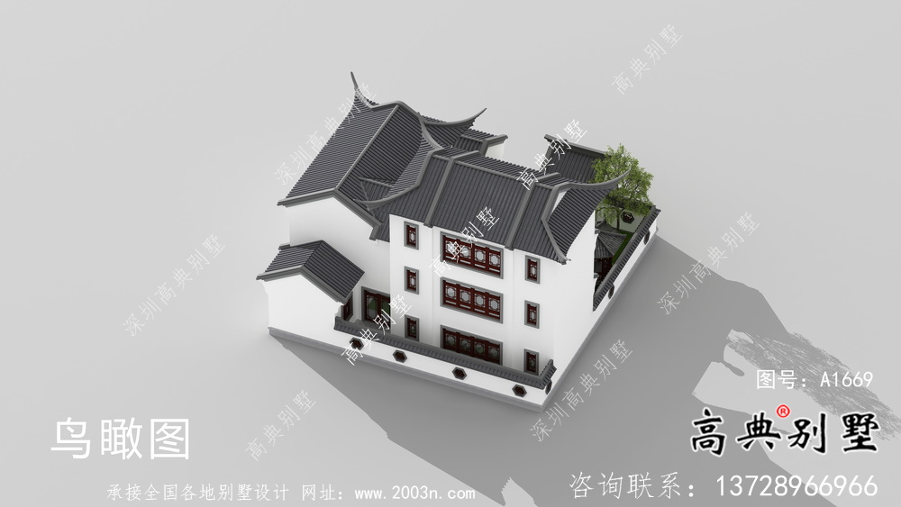 蘇式園林三層別墅設(shè)計(jì)圖紙及效果圖