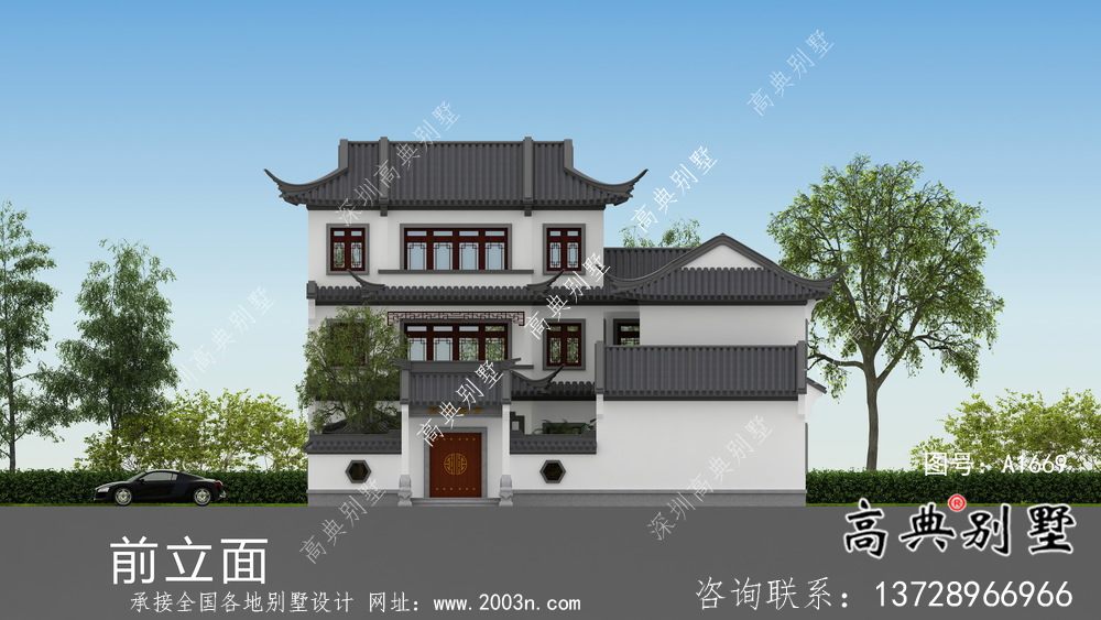 蘇式園林三層別墅設(shè)計(jì)圖紙及效果圖