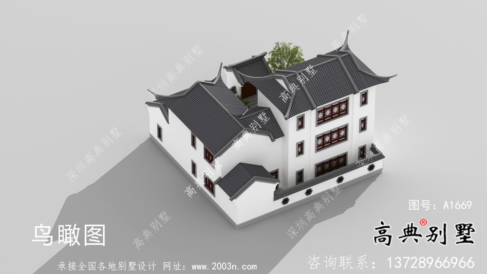 蘇式園林三層別墅設(shè)計(jì)圖紙及效果圖