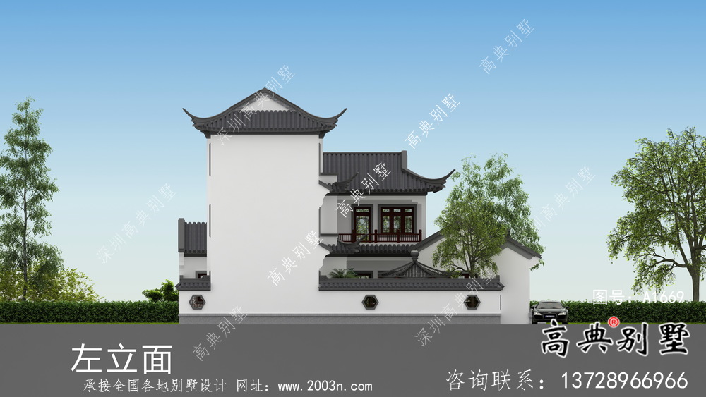 蘇式園林三層別墅設(shè)計(jì)圖紙及效果圖