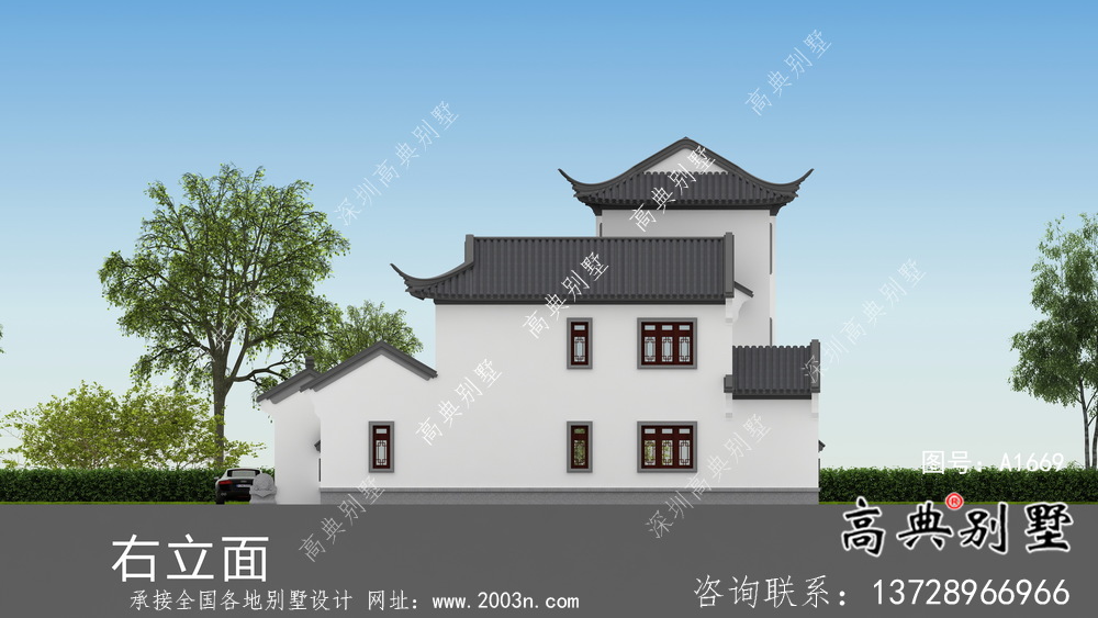 蘇式園林三層別墅設(shè)計(jì)圖紙及效果圖