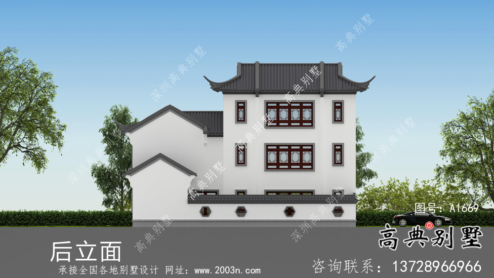 蘇式園林三層別墅設(shè)計(jì)圖紙及效果圖