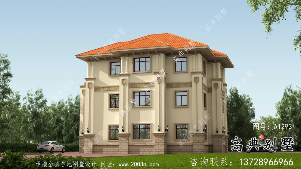 舒適明亮三層別墅歐式風(fēng)格設(shè)計圖（含效果圖）