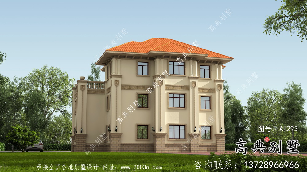 舒適明亮三層別墅歐式風(fēng)格設(shè)計圖（含效果圖）
