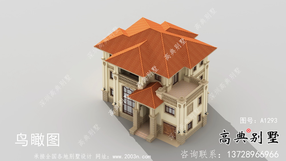 舒適明亮三層別墅歐式風(fēng)格設(shè)計圖（含效果圖）
