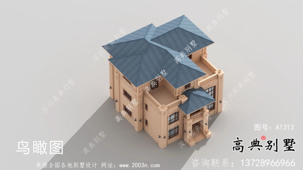 三層坡屋頂意大利風(fēng)格新農(nóng)村住宅設(shè)計圖（含效果圖）
