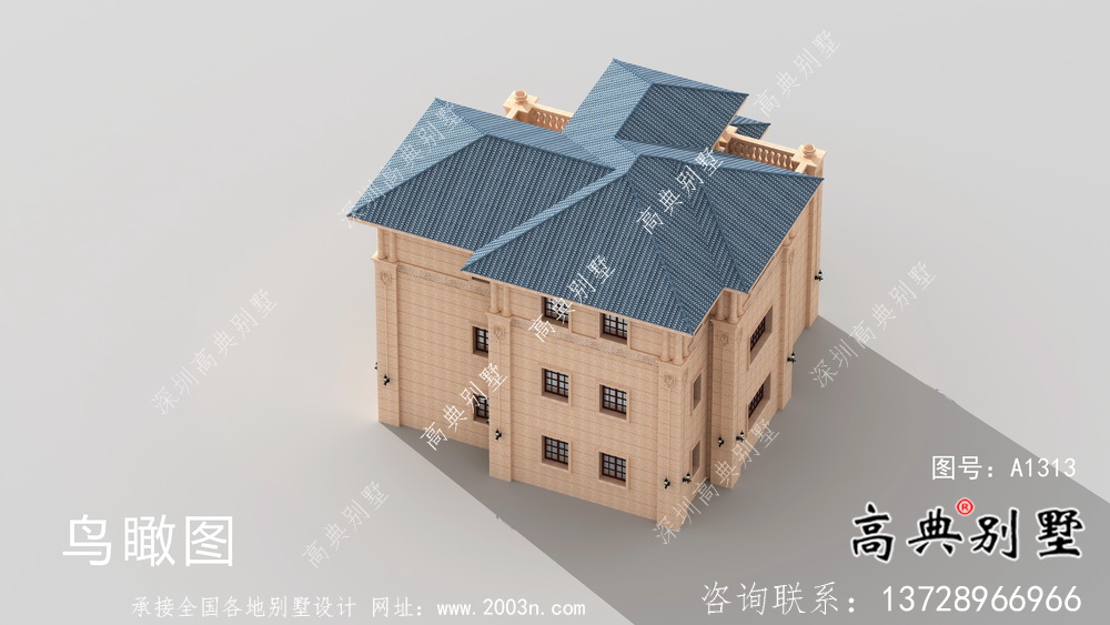三層坡屋頂意大利風(fēng)格新農(nóng)村住宅設(shè)計圖（含效果圖）