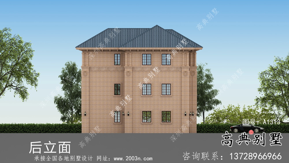 三層坡屋頂意大利風(fēng)格新農(nóng)村住宅設(shè)計圖（含效果圖）