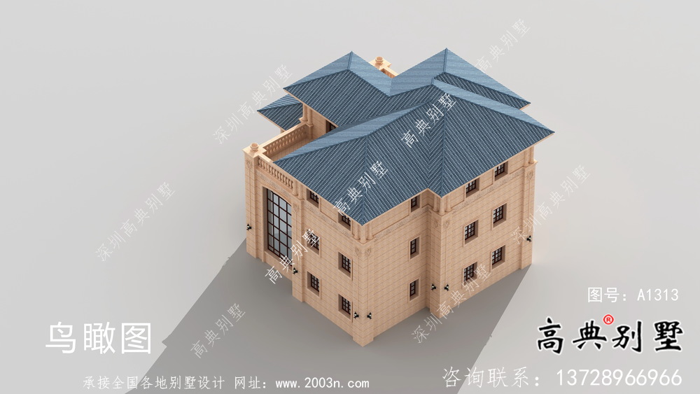 三層坡屋頂意大利風(fēng)格新農(nóng)村住宅設(shè)計圖（含效果圖）