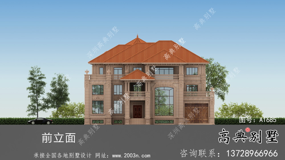 三層簡約歐式風(fēng)格別墅設(shè)計工程圖紙