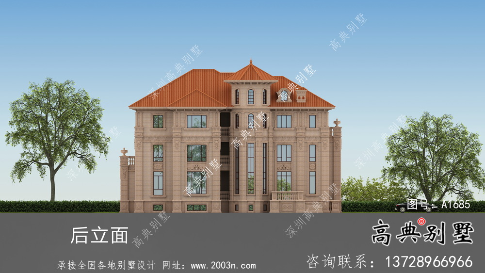 三層簡約歐式風(fēng)格別墅設(shè)計工程圖紙