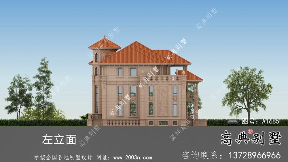 三層簡約歐式風(fēng)格別墅設(shè)計工程圖紙