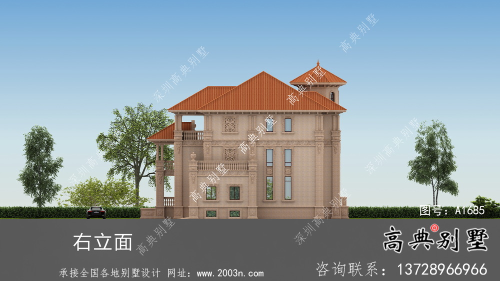 三層簡約歐式風(fēng)格別墅設(shè)計工程圖紙