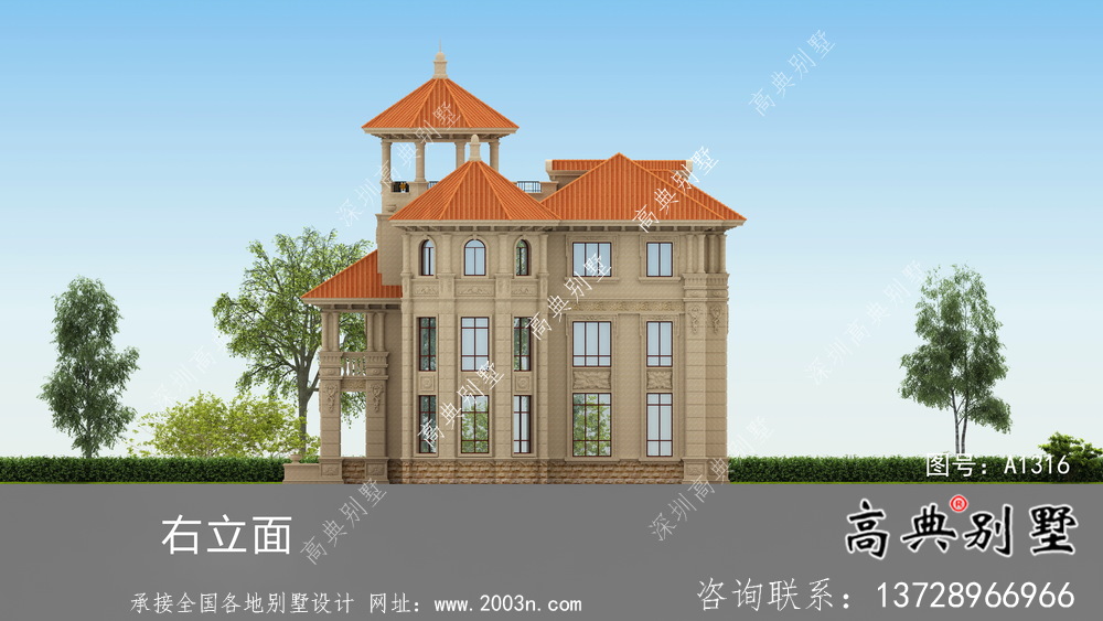 精致三層歐式風格農村別墅圖紙