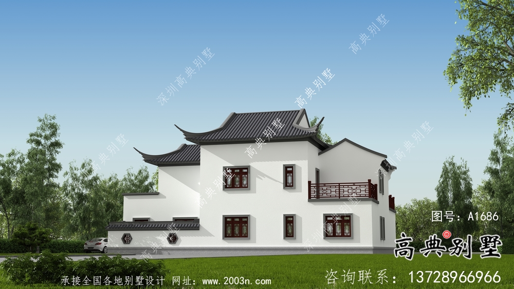 自建中式二層蘇式園林別墅設(shè)計圖紙