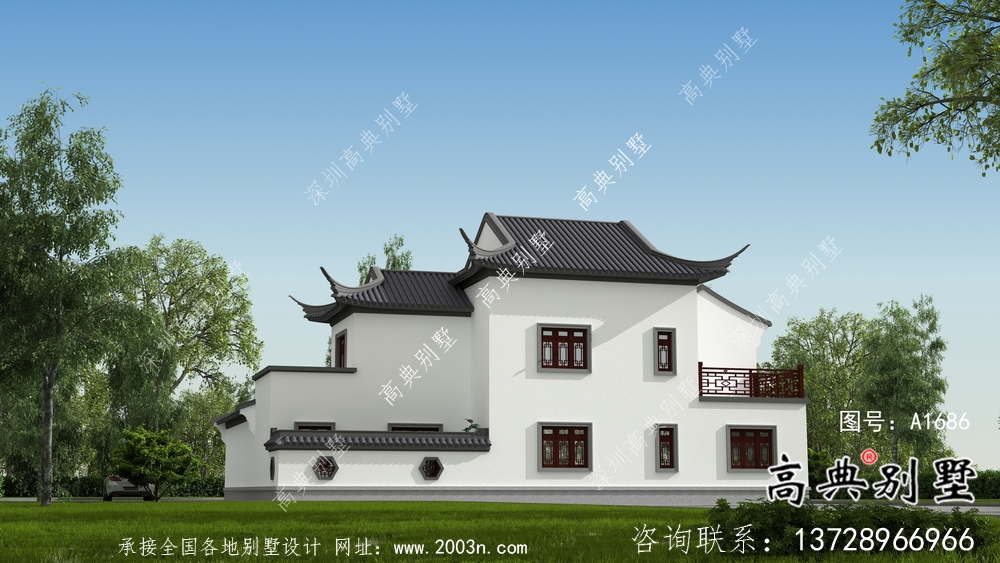 自建中式二層蘇式園林別墅設(shè)計圖紙
