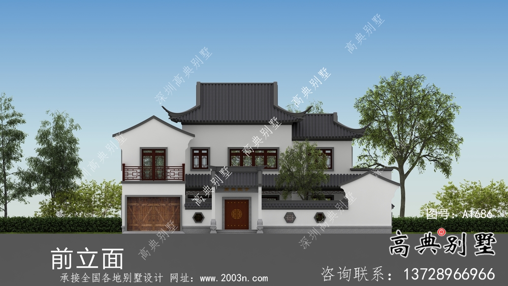 自建中式二層蘇式園林別墅設(shè)計圖紙