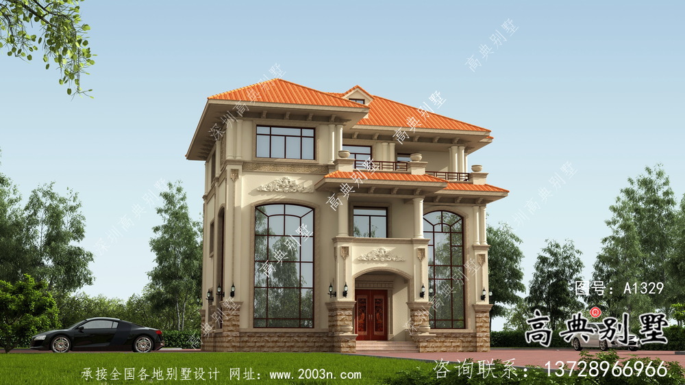 三層舒適明亮高低錯(cuò)落型歐式風(fēng)格別墅設(shè)計(jì)方案