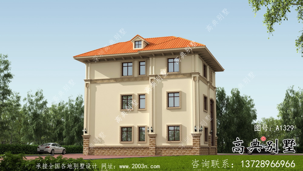 三層舒適明亮高低錯(cuò)落型歐式風(fēng)格別墅設(shè)計(jì)方案