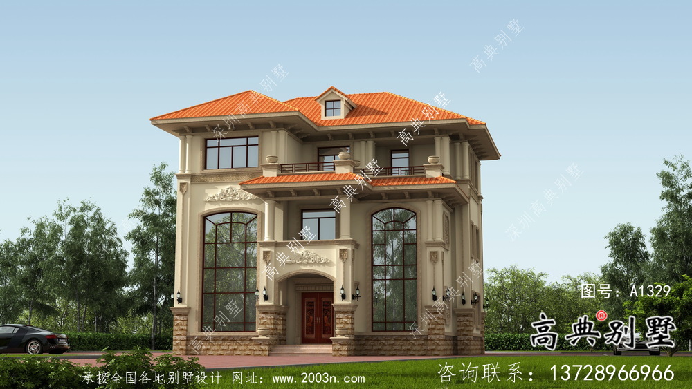 三層舒適明亮高低錯(cuò)落型歐式風(fēng)格別墅設(shè)計(jì)方案