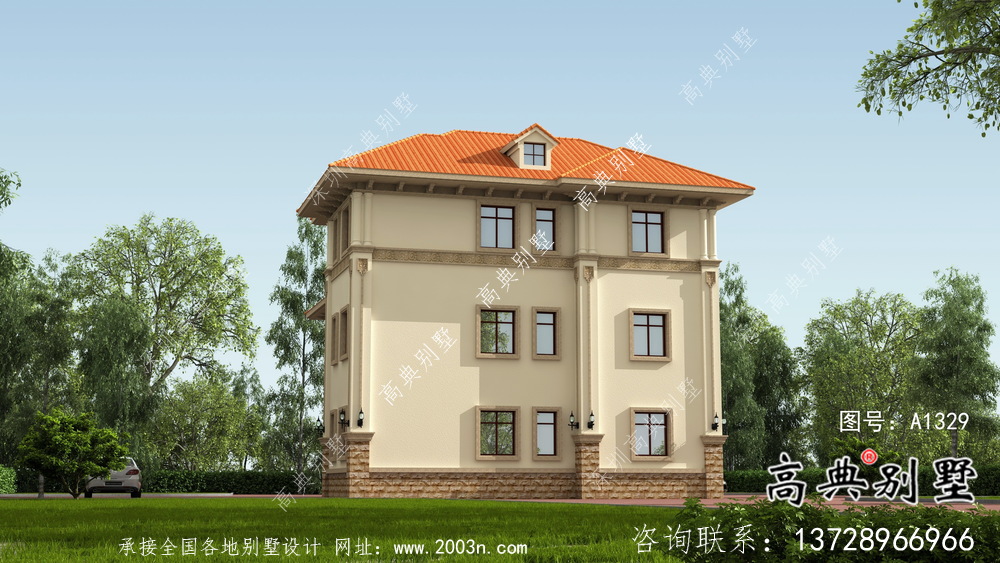 三層舒適明亮高低錯(cuò)落型歐式風(fēng)格別墅設(shè)計(jì)方案