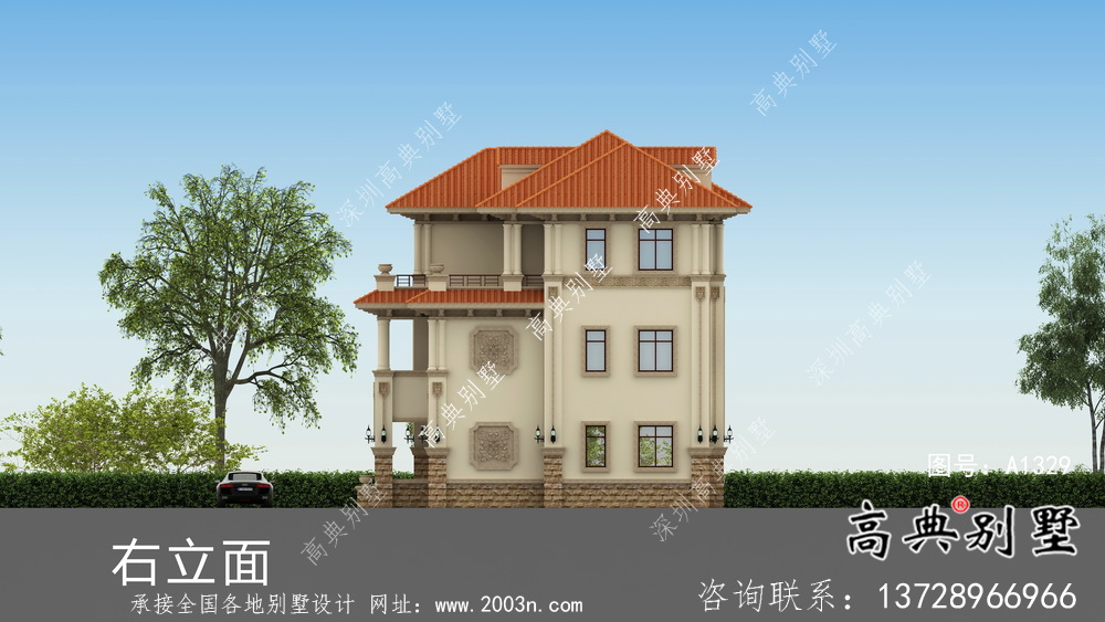三層舒適明亮高低錯(cuò)落型歐式風(fēng)格別墅設(shè)計(jì)方案