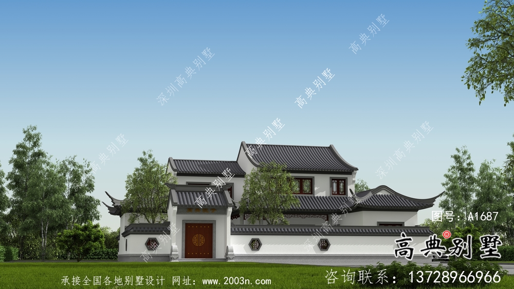 二層新中式庭院別墅設(shè)計(jì)圖紙