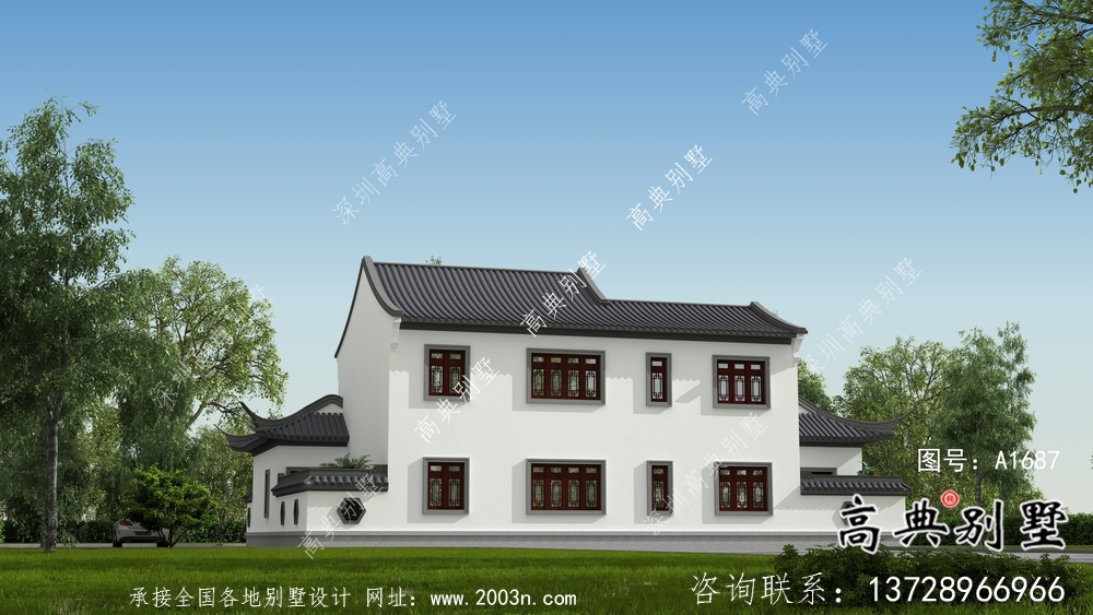 二層新中式庭院別墅設(shè)計(jì)圖紙