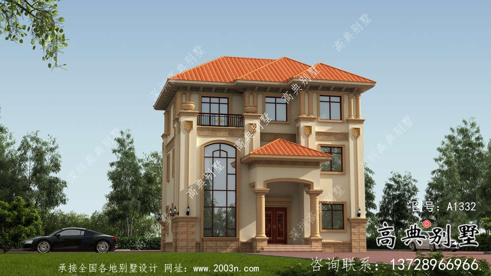 歐式經(jīng)典復(fù)式三層小洋樓戶型圖及效果圖
