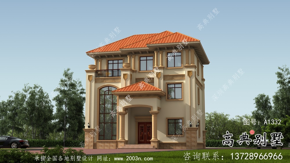 歐式經(jīng)典復(fù)式三層小洋樓戶型圖及效果圖