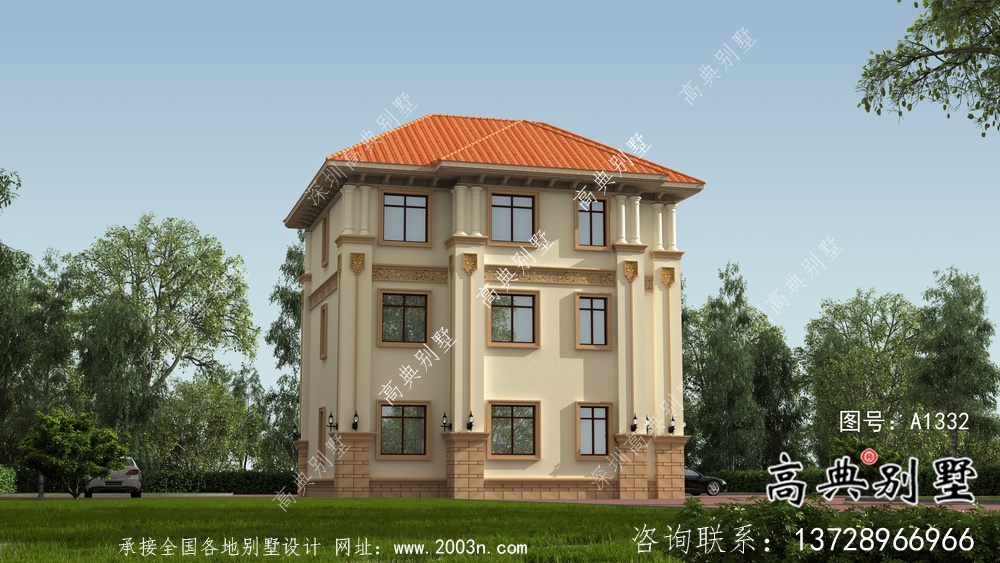 歐式經(jīng)典復(fù)式三層小洋樓戶型圖及效果圖