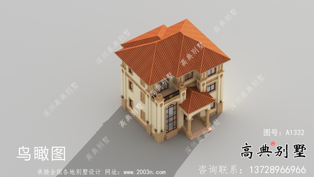 歐式經(jīng)典復(fù)式三層小洋樓戶型圖及效果圖