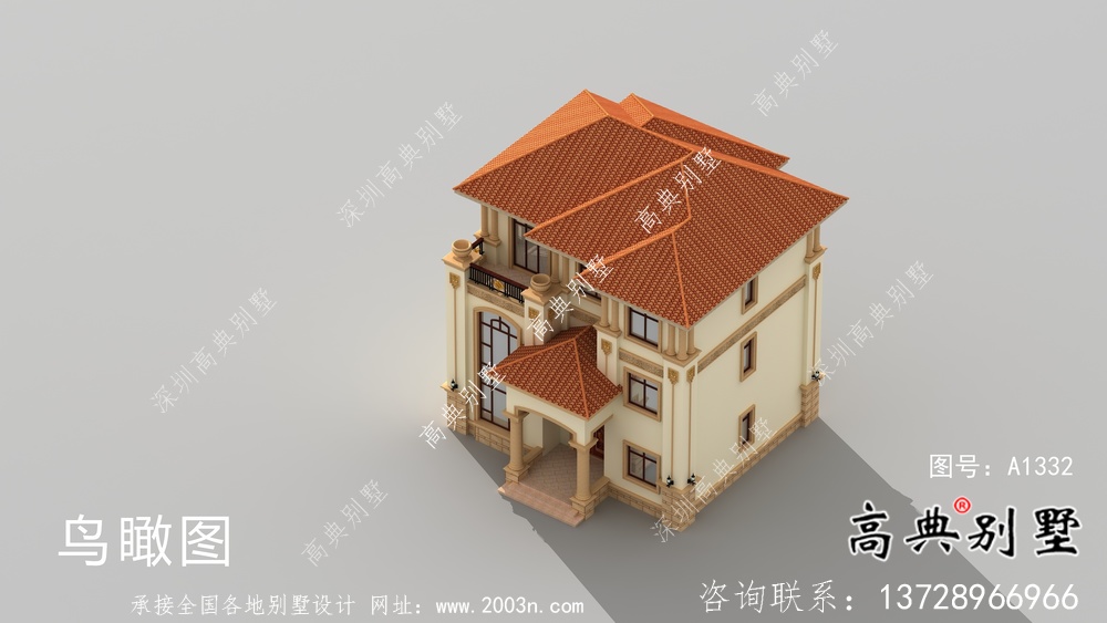 歐式經(jīng)典復(fù)式三層小洋樓戶型圖及效果圖
