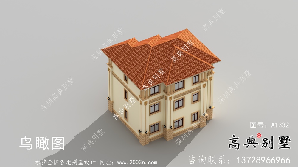 歐式經(jīng)典復(fù)式三層小洋樓戶型圖及效果圖