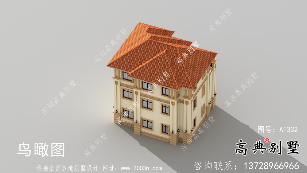 歐式經(jīng)典復(fù)式三層小洋樓戶型圖及效果圖