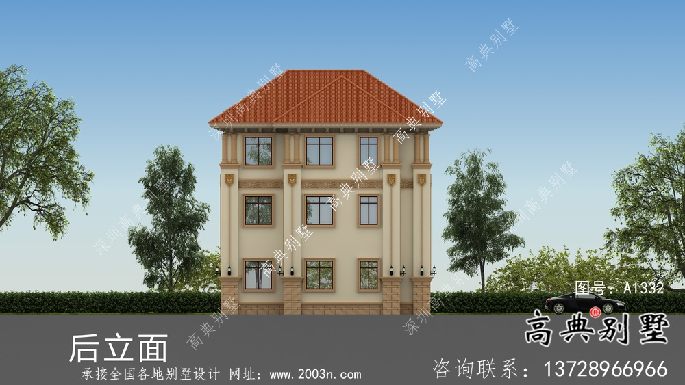 歐式經(jīng)典復(fù)式三層小洋樓戶型圖及效果圖