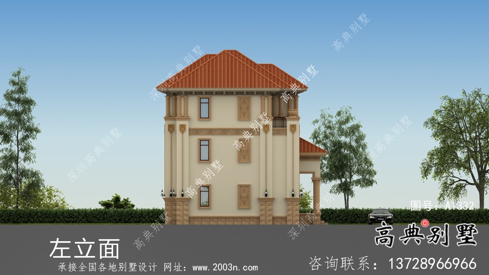 歐式經(jīng)典復(fù)式三層小洋樓戶型圖及效果圖