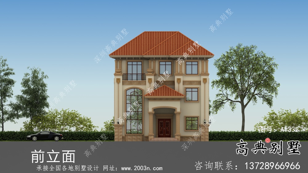 歐式經(jīng)典復(fù)式三層小洋樓戶型圖及效果圖